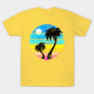 Tropical Retro Sunset (Distressed Version) T-Shirt